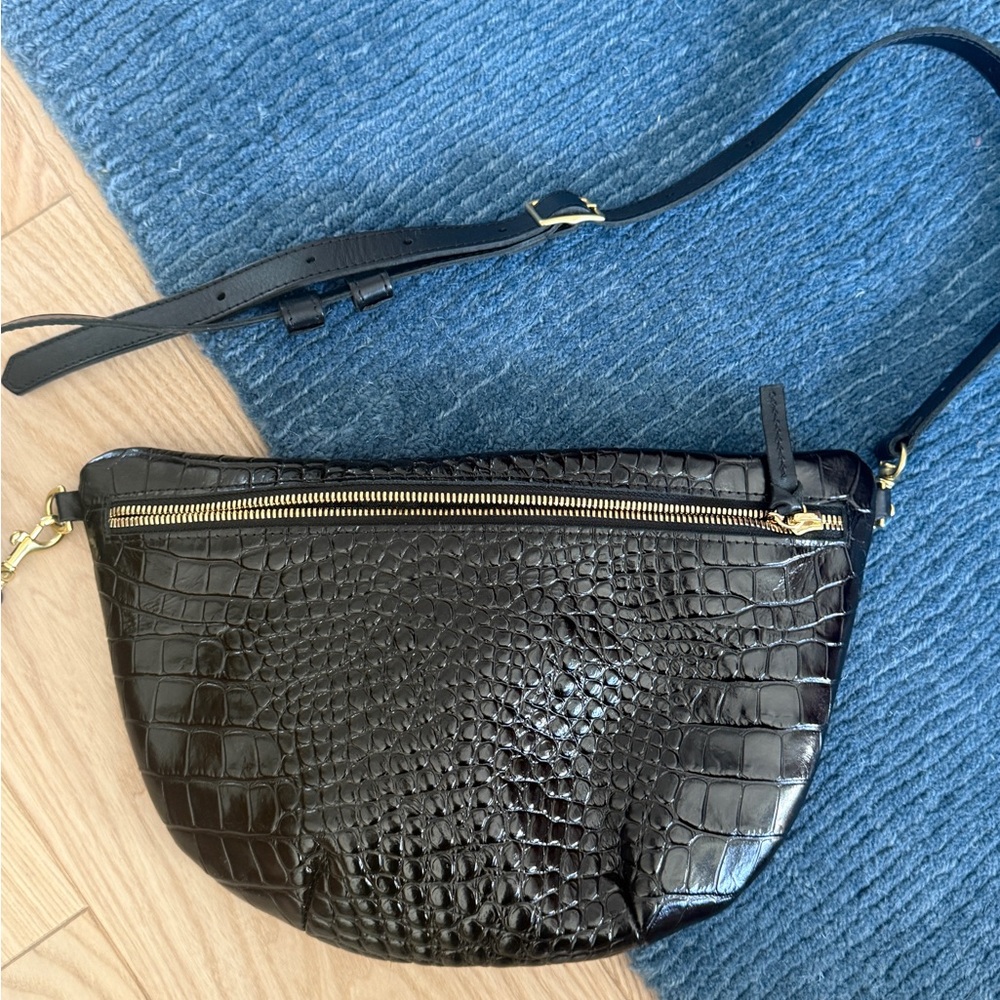 Clare V Grande Fanny Croc Black